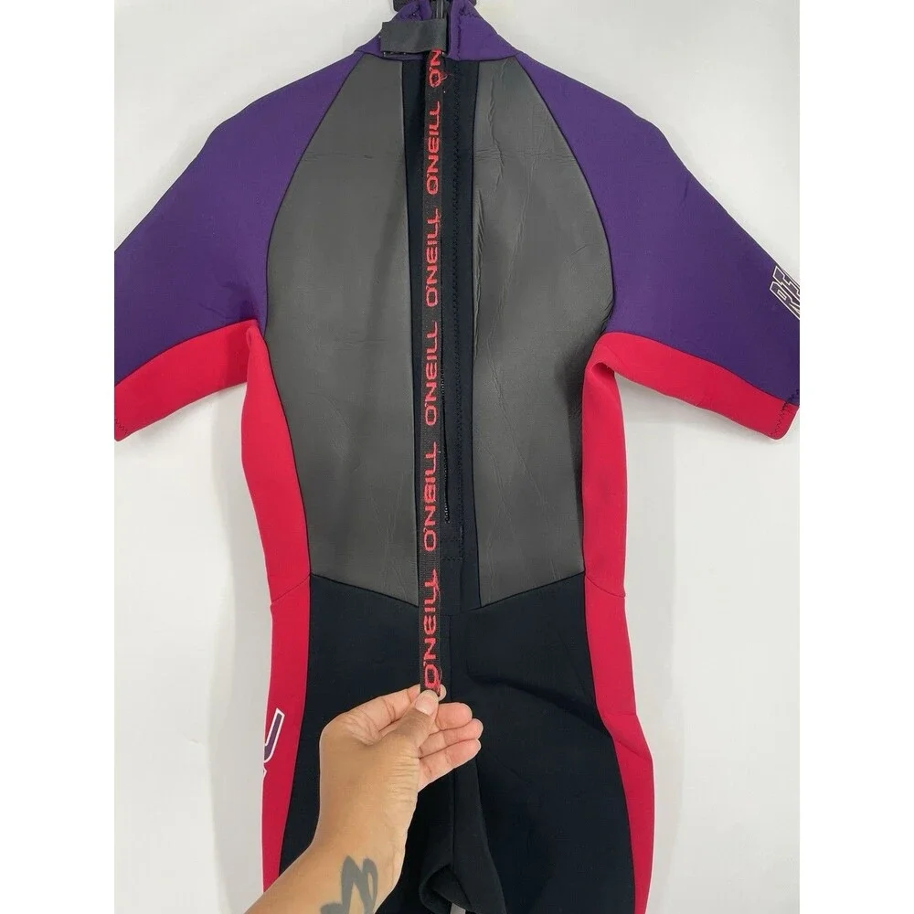 Vintage O’Neill Reactor 2/1mm Shorty Wetsuit Purple Black Adult Back Zip Surf